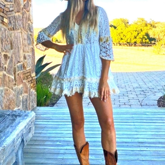 Dresses & Skirts - Boho Lacey Eyelet Dress Size Small Fits Small & Medium Best